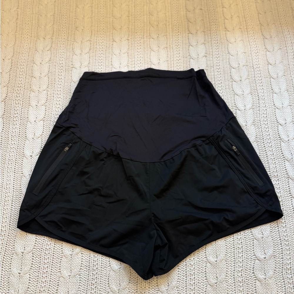 Women's Maternity Black Athletic Shorts